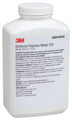 3M™ Buffered Peptone Water Broth ISO BPW500, Sold by AquaPhoenix Scientific