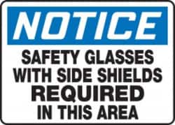 Accuform Signs&nbsp;OSHA Notice Safety Sign: Safety Glasses With Side Shields Required In This Area
