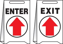 Accuform™ Reversible Fold-Ups™ Floor Sign - ENTER (Up Arrow)/Exit (Up Arrow), Corrug Plastic