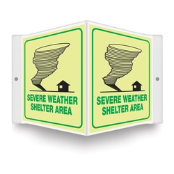Accuform&trade;&nbsp;Glow-In-The-Dark 3D Projection&trade; Sign: SEVERE WEATHER SHELTER AREA