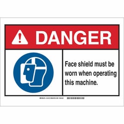 Brady&trade;&nbsp;Polystyrene Sign: FACE SHIELD MUST BE WORN WHEN OPERATING THIS MACHINE.