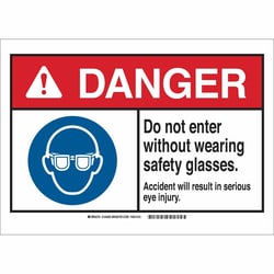 Brady&trade;&nbsp;Fiberglass Sign: DO NOT ENTER WITHOUT WEARING SAFETY GLASSES. ACCIDENT WILL RESULT IN SERIOUS EYE INJURY.