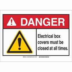 Brady Aluminum Sign: ELECTRICAL BOX COVERS MUST BE CLOSED AT ALL TIMES 10 x 7 in. | Buy Online | Brady&trade; | Fisher Scientific
