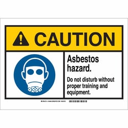 Brady™ Polyester Sign: ASBESTOS. HAZARDOUS. DO NOT DISTURB WITHOUT PROPER TRAINING AND EQUIPMENT.