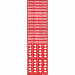 Brady&trade;&nbsp;Self-Adhesive Pipe Marker: AGUA PROTECCION PARA INCENDIOS, Vinyl, White on Red, Size 3C: Fits Pipes 0.75 in. Dia.