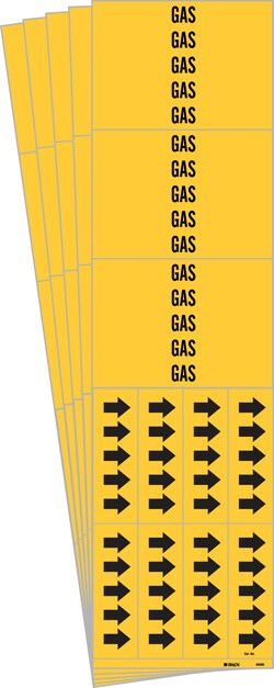 Brady Gas Pipe Marker, Style 3C with Arrows, ASME (ANSI) A13.1 Standard