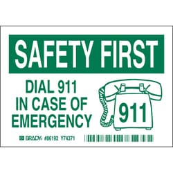 Brady DIAL 911 IN CASE OF EMERGENCY Compliance Labels 3.5 x 5 in. | Buy Online | Brady&trade; | Fisher Scientific