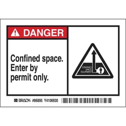 Brady™ Confined Space Labels - Self-Sticking Polyester - CONFINED SPACE. ENTER BY PERMIT ONLY