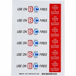 Brady™ Fire Extinguisher Label: Vinyl, Black/Blue/Red on White, 1.5 in H x 6 in W