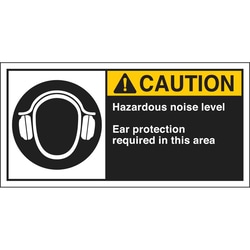Brady™ Cema Safety Label: CAUTION: HAZARDOUS NOISE LEVEL EAR PROTECTION REQUIRED IN THIS AREA