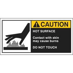 Brady™ Cema Safety Label: CAUTION: HOT SURFACE CONTACT WITH SKIN MAY CAUSE BURNS DO NOT TOUCH