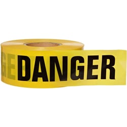 Brady™ Standard Barricade Tape Roll: Non-Adhesive Lightweight Polyethylene, DANGER, Black on Yellow