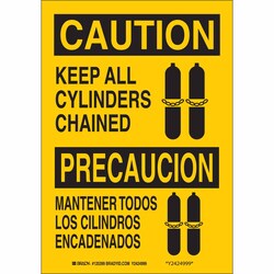 Brady&trade;&nbsp;Aluminum Sign: CAUTION - KEEP ALL CYLINDERS CHAINED/MANTENER TODOS LOS CILINDROS ENCADENADOS