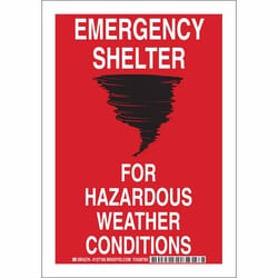 Brady&trade;&nbsp;Polystyrene Sign: EMERGENCY SHELTER FOR HAZARDOUS WEATHER CONDITIONS