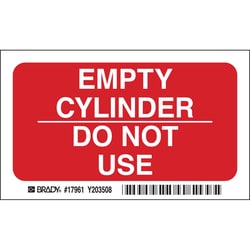 Brady™ Polyester Sign: EMPTY CYLINDER DO NOT USE
