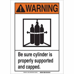 Brady&trade;&nbsp;Aluminum Sign: BE SURE CYLINDER IS PROPERLY SUPPORTED AND CAPPED