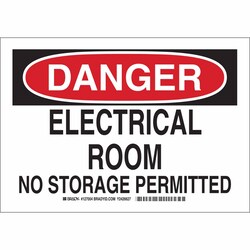 Brady&trade;&nbsp;Polyester Sign: DANGER - ELECTRICAL ROOM. NO STORAGE PERMITTED.
