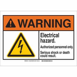 Brady Polystyrene Sign: DANGER - ELECTRICAL HAZARD. AUTHORIZED PERSONNEL ONLY. SERIOUS SHOCK OR DEATH COULD RESULT. 14 x 10 in. | Buy Online | Brady&trade; | Fisher Scientific
