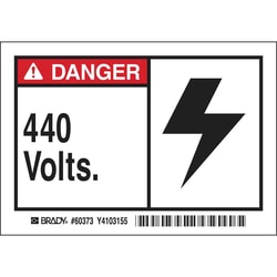 Brady DANGER 440 Volts Electrical Safety Labels DANGER 440 Volts Electrical