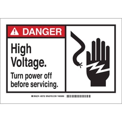 Brady™ Electrical Safety Label: Self-Sticking Polyester: HIGH VOLTAGE. TURN POWER OFF BEFORE SERVICING.