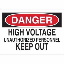 Brady&trade;&nbsp;Polyester Sign: HIGH VOLTAGE - UNAUTHORIZED PERSONNEL KEEP OUT