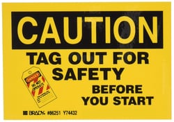 Brady™ Lockout Tagout Labels: TAG OUT FOR SAFETY BEFORE YOU START