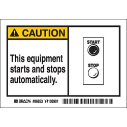 Brady Machine Equipment Labels - Self-Sticking Polyester CAUTION This equipment