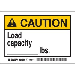 Brady Machine Equipment Labels - Self-Sticking Polyester CAUTION LOAD CAPACITY
