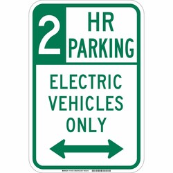 Brady&trade;&nbsp;Reflective sheeting laminated to Aluminum Sign: 2 HR PARKING - ELECTRIC VEHICLES ONLY