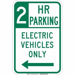 Brady&trade;&nbsp;Reflective sheeting laminated to Aluminum Sign: 2 HR PARKING - ELECTRIC VEHICLES ONLY