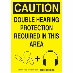 Brady™ Aluminum Sign: DOUBLE HEARING PROTECTION REQUIRED IN THIS AREA