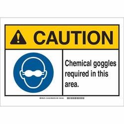 Brady™ Polystyrene Sign: CHEMICAL GOGGLES REQUIRED IN THIS AREA.