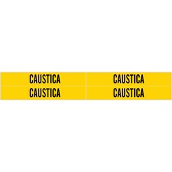 Brady&trade;&nbsp;Self-Adhesive Pipe Marker: CAUSTICA, Vinyl, Yellow, Size 4: Fits Pipes 0.75in - 2.375 in. Dia.