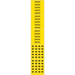 Brady&trade;&nbsp;Self-Adhesive Pipe Marker: CAUSTICA, Vinyl, Yellow, Size 3C: Fits Pipes 0.75 in. Dia.