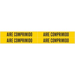 Brady&trade;&nbsp;Self-Adhesive Pipe Marker: AIRE COMPRIMIDO, Vinyl, Black on Yellow, Size 4: Fits Pipes 0.75in - 2.375 in. Dia.