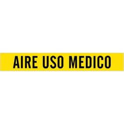 Brady&trade;&nbsp;Self-Adhesive Pipe Marker: AIRE USO MEDICO, Vinyl, Black on Yellow, Size 1: Fits Pipes 2.5in - 7.875 in. Dia.