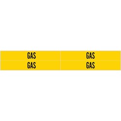 Brady&trade;&nbsp;Self-Adhesive Pipe Marker: GAS, Vinyl, Black on Yellow,  Fits Pipes 0.75in - 2.375 in. Dia.