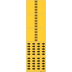 Brady&trade;&nbsp;Self-Adhesive Pipe Marker: GAS, Vinyl, Black on Yellow,  Fits Pipes 0.75 in. Dia.