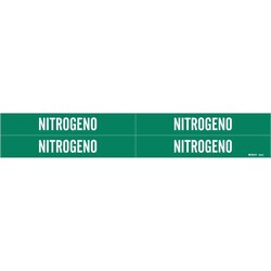 Brady&trade;&nbsp;Self-Adhesive Pipe Marker: NITROGENO, Vinyl, White on Green, Size 4: Fits Pipes 0.75in - 2.375 in. Dia.
