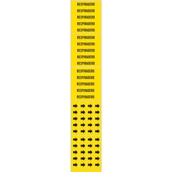 Brady&trade;&nbsp;Self-Adhesive Pipe Marker: RESPIRADERO, Vinyl, Black on Yellow, Size 3C: Fits Pipes 0.75 in. Dia.