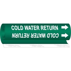 Brady&trade;&nbsp;High Performance Pipe Marker for Water - Coiled Printed Plastic, Style I, COLD WATER RETURN