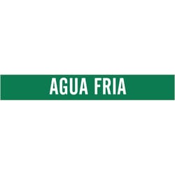 Brady&trade;&nbsp;Self-Adhesive Pipe Marker: AGUA FRIA, Vinyl, White on Green, Size 1: Fits Pipes 2.5in - 7.875in Dia.