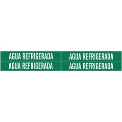 Brady&trade;&nbsp;Self-Adhesive Pipe Marker: AGUA REFRIGERADA, Vinyl, White on Green, Size 4: Fits Pipes 0.75in - 2.375 in. Dia.