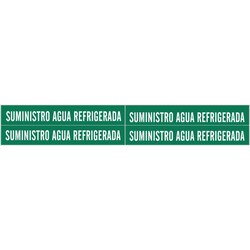 Brady&trade;&nbsp;Self-Adhesive Pipe Marker: SUMINISTRO AGUA, Vinyl, White on Green, Size 4: Fits Pipes 0.75in - 2.375 in. Dia.