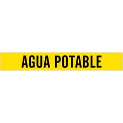 Brady&trade;&nbsp;Self-Adhesive Pipe Marker: AGUA POTABLE, Vinyl, Black on Yellow, Size 1: Fits Pipes 2.5in - 7.875in Dia.
