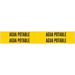 Brady&trade;&nbsp;Self-Adhesive Pipe Marker: AGUA POTABLE, Vinyl, Black on Yellow, Size 4: Fits Pipes 0.75in - 2.375in Dia.