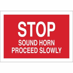 Brady&trade;&nbsp;Polystyrene Sign: STOP. SOUND HORN. PROCEED SLOWLY.