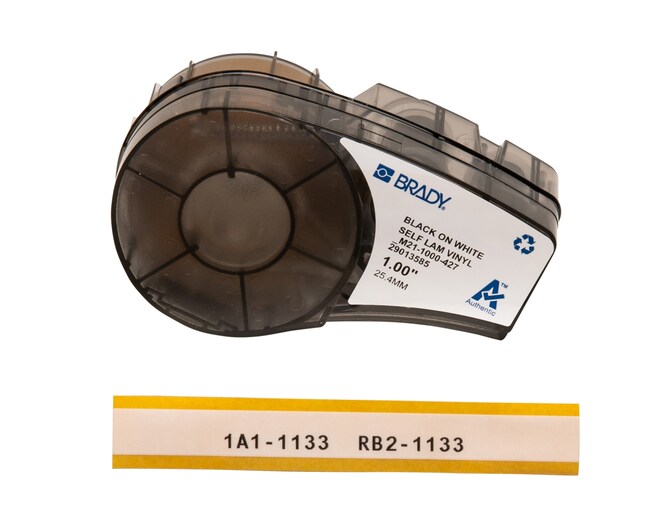M21-1000-427 BRADY, Label Printer Tape, Self-Laminating, Black On White, 4.27 M X 25.4 Mm | Electronics