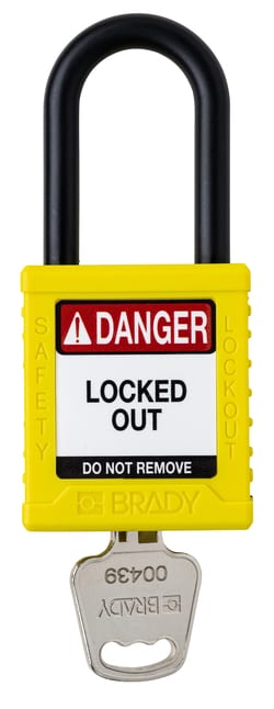 Brady Keyed Different Safety Lock with Plastic Shackle Yellow | Buy Online | Brady&trade; | Fisher Scientific