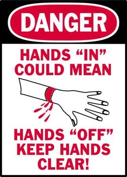 Brady&trade;&nbsp;Polyester Sign: DANGER - HANDS <i>IN</i>